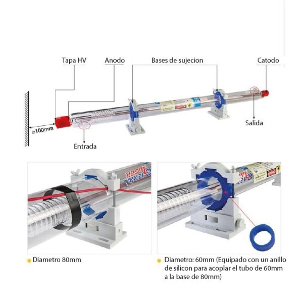 Tubo Laser Co2 130w Yongli H6 - Imagen 4